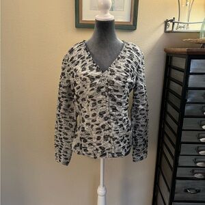 Rebecca Taylor Silk/Metallic Long Sleeve Floral Blouse, Size 6